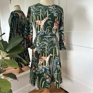 NWT Ann Taylor Reed Garden Floral Bell Sleeve A-Line Dress Green